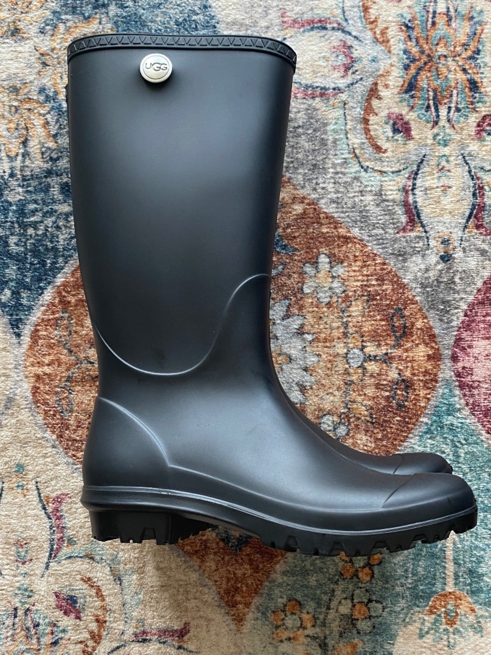 UGG Shelby Matte Waterproof Tall Rubber Rain Boots 7 Black